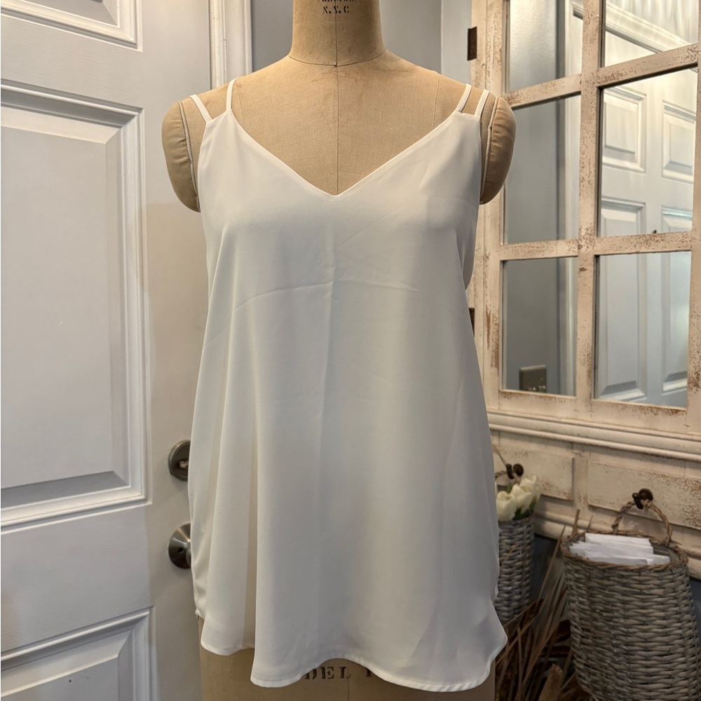 LOFT White Feminine Girlcore Strapy Camisole Top Size Small‎